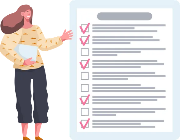 Woman stands near to do list  Illustration