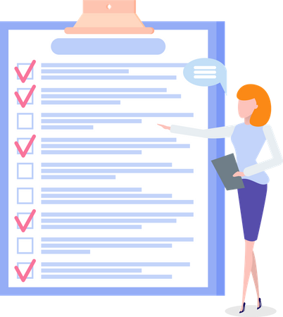 Woman stands near to do list  Illustration