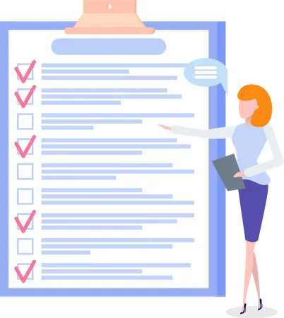 Woman stands near to do list  Illustration