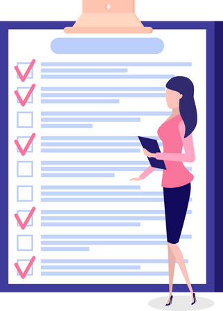 Woman stands near to do list  Illustration