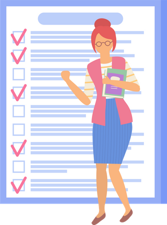 Woman stands near to do list  Illustration