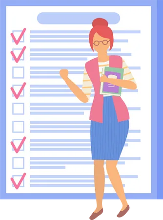 Woman stands near to do list  Illustration