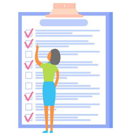 Woman stands near to do list  Illustration