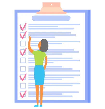 Woman stands near to do list  Illustration