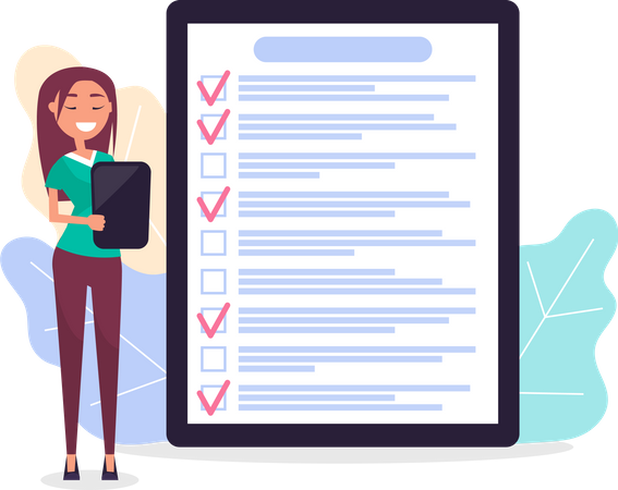 Woman stands near to do list  Illustration