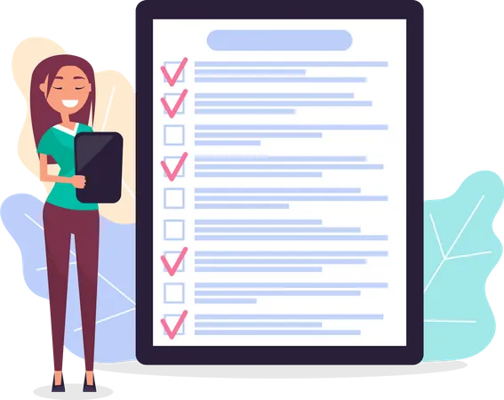 Woman stands near to do list  Illustration