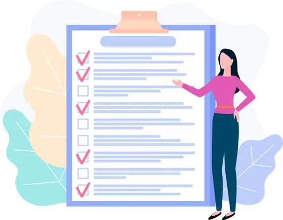 Woman stands near to do list  Illustration