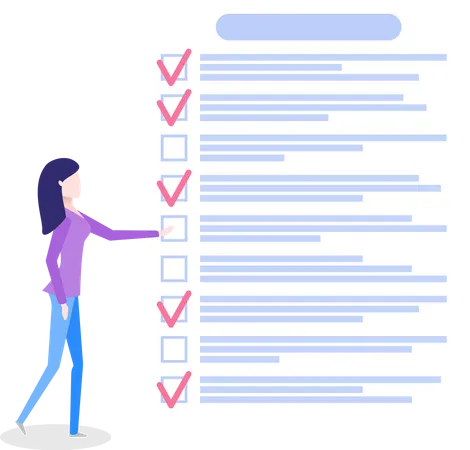 Woman stands near to do list  Illustration