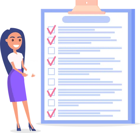 Woman stands near to do list  Illustration