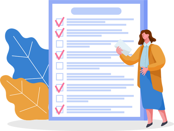 Woman stands near to do list  Illustration