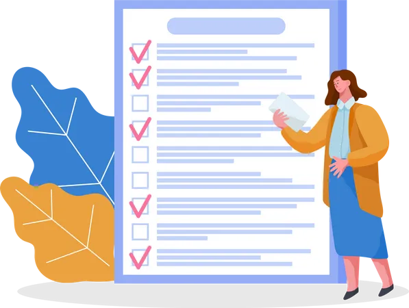 Woman stands near to do list  Illustration