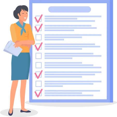 Woman stands near to do list  Illustration