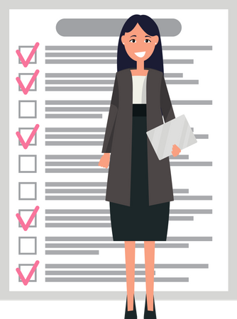 Woman stands with to do list  Illustration