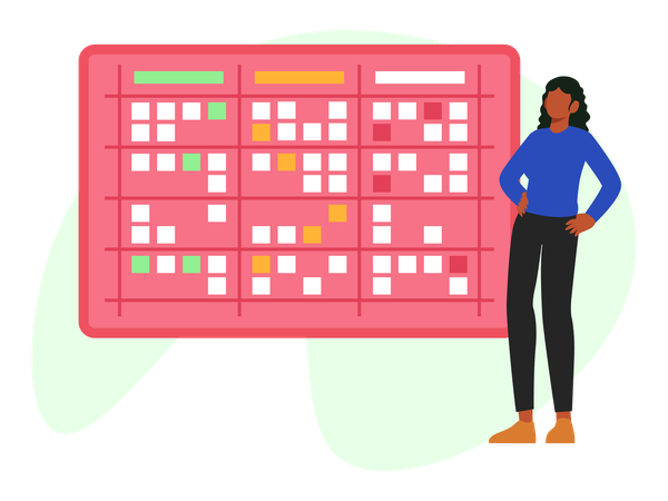 Woman Staying Organized with Visual Schedule  Illustration