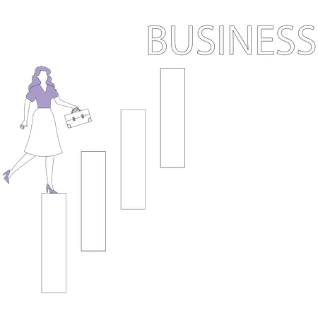 Woman Step to business development  Illustration