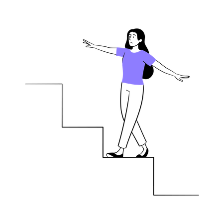 Woman Stepping on Stairs  Illustration