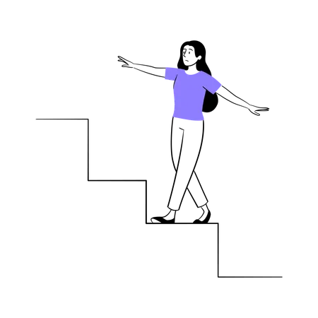 Woman Stepping on Stairs  Illustration