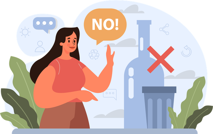 Woman Stop Alcohol  Illustration