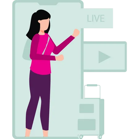 Woman streaming live on mobile  Illustration