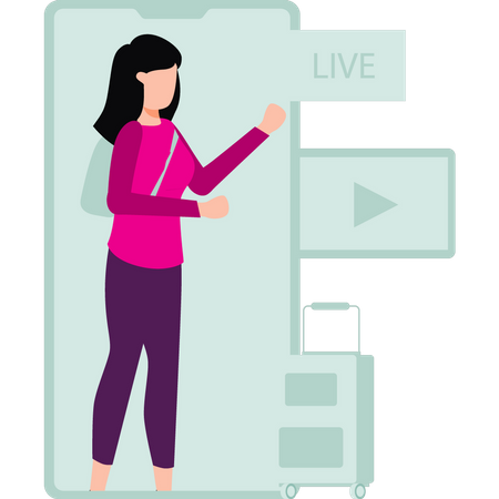 Woman streaming live on mobile  Illustration