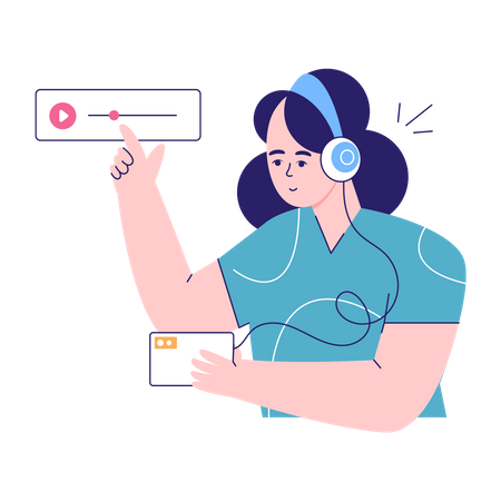 Woman Streaming Live Video Illustration