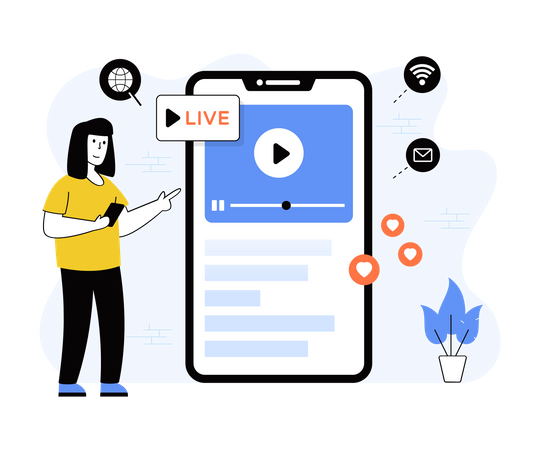 Woman streaming live video  Illustration