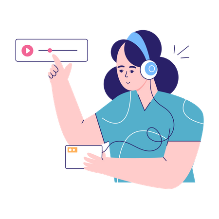 Woman Streaming Live Video  Illustration