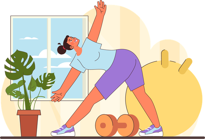 Woman stretches her body  Illustration