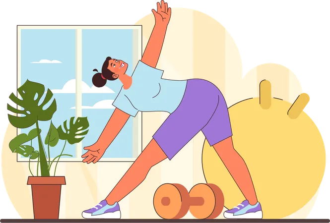 Woman stretches her body  Illustration