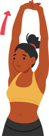 Woman Stretches Shoulders And Hands Up  Illustration