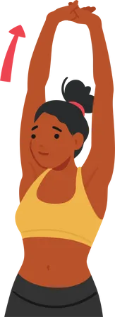 Woman Gracefully Stretches Her Shoulders And Hands Up Character Extending Arms Above Her Head And Intertwining Her Fingers To Ease Tension And Improve Flexibility Cartoon People Vector Illustration Illustration