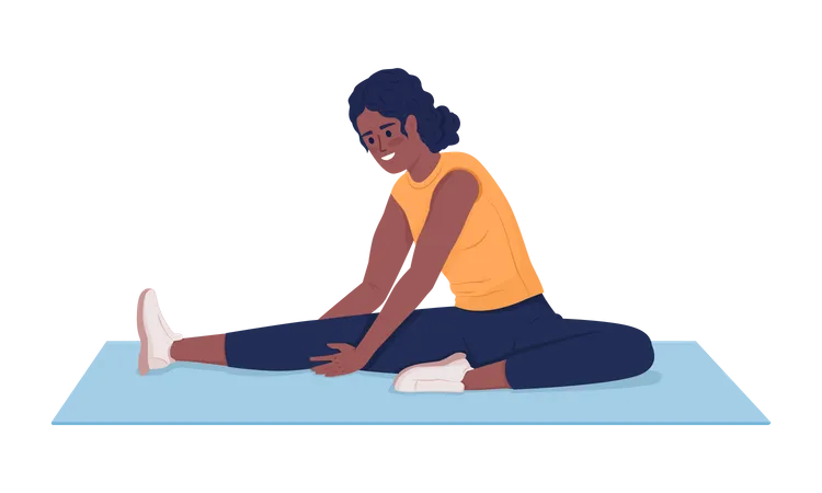 Woman Stretching Workout Semi Flat Color Vector Character Editable Figure Full Body People On White Flexibility Exercises Simple Cartoon Style Illustration For Web Graphic Design And Animation 일러스트레이션