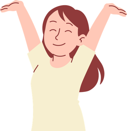 Woman Stretching Arms Up  Illustration