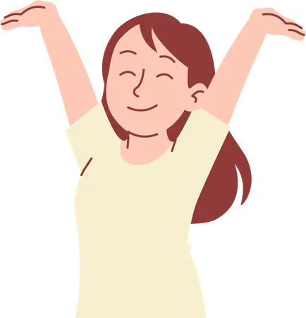 Woman Stretching Arms Up  Illustration