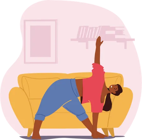 Woman Stretching at Home. Illustration