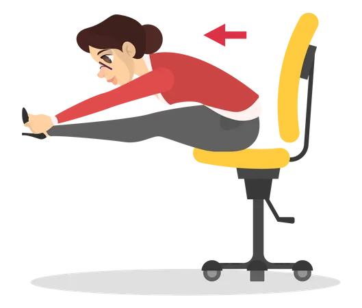 Woman stretching back sitting on chair  Illustration
