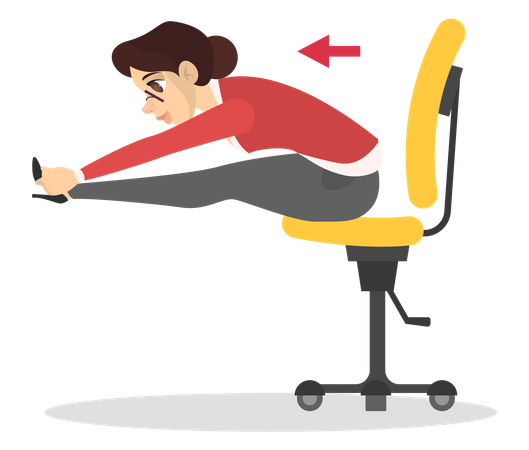 Woman stretching back sitting on chair  イラスト