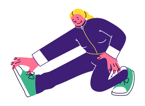 Woman Stretching Downward  Illustration