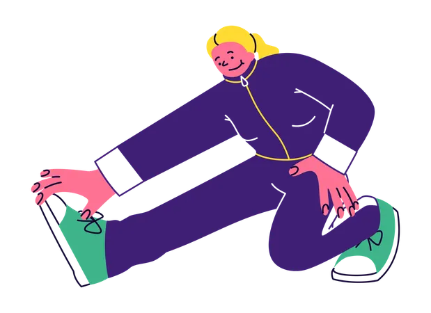 Woman Stretching Downward  Illustration