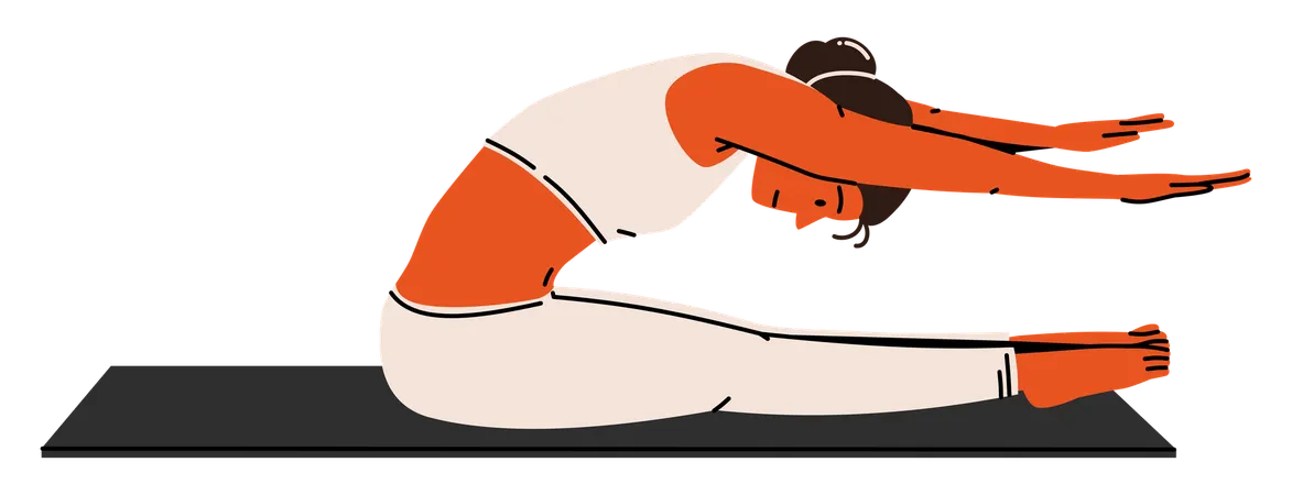 Woman Stretching Forward on Mat  Illustration