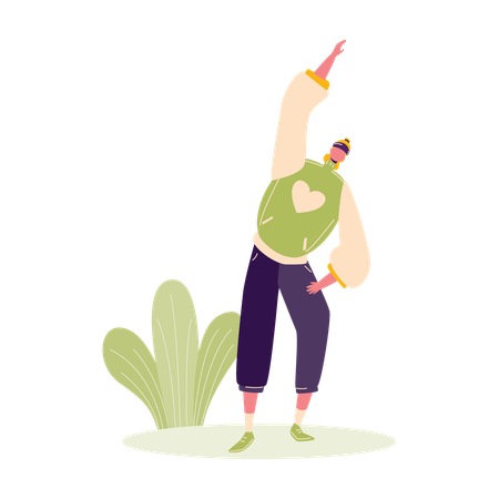 Woman Stretching in morning  Illustration