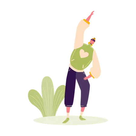 Woman Stretching in morning  Illustration