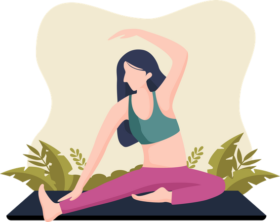 Woman stretching leg  Illustration