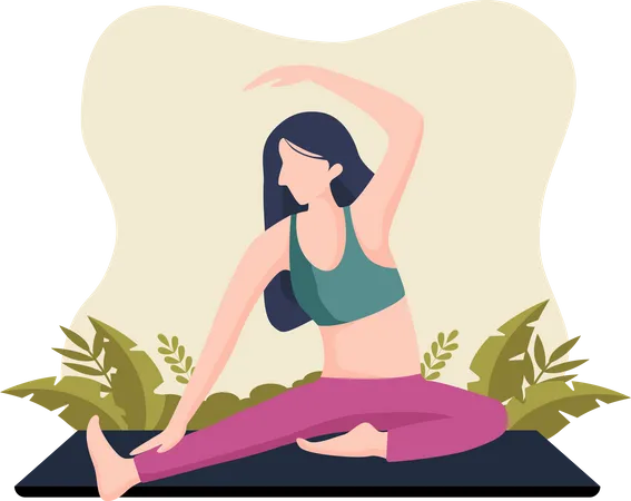 Woman stretching leg  Illustration