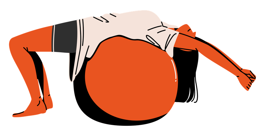 Woman Stretching on gym Ball  Illustration