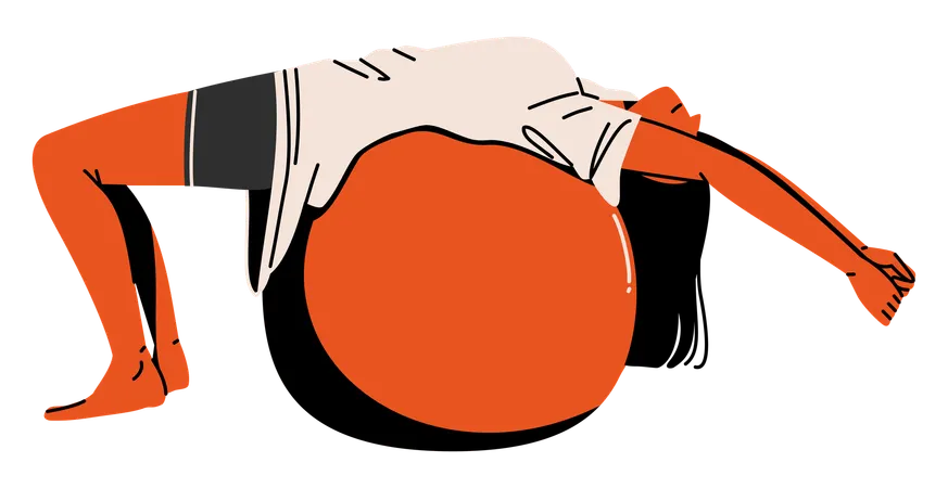Woman Stretching on gym Ball  Illustration