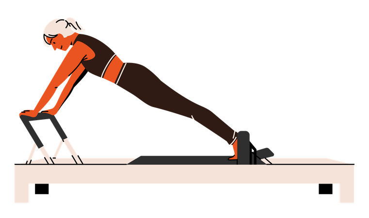 Woman Stretching with Reformer  Illustration