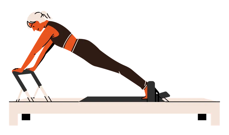 Woman Stretching with Reformer  Illustration