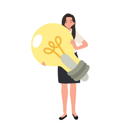 Woman Student with Light Bulb Idea  Illustration