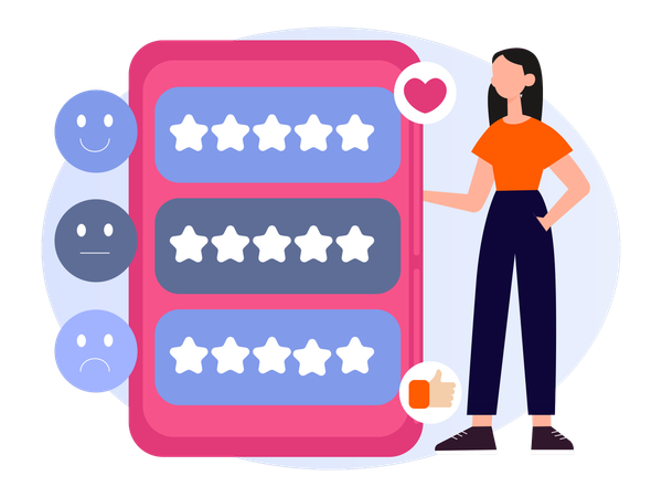 Woman Submit Customer Review  Illustration